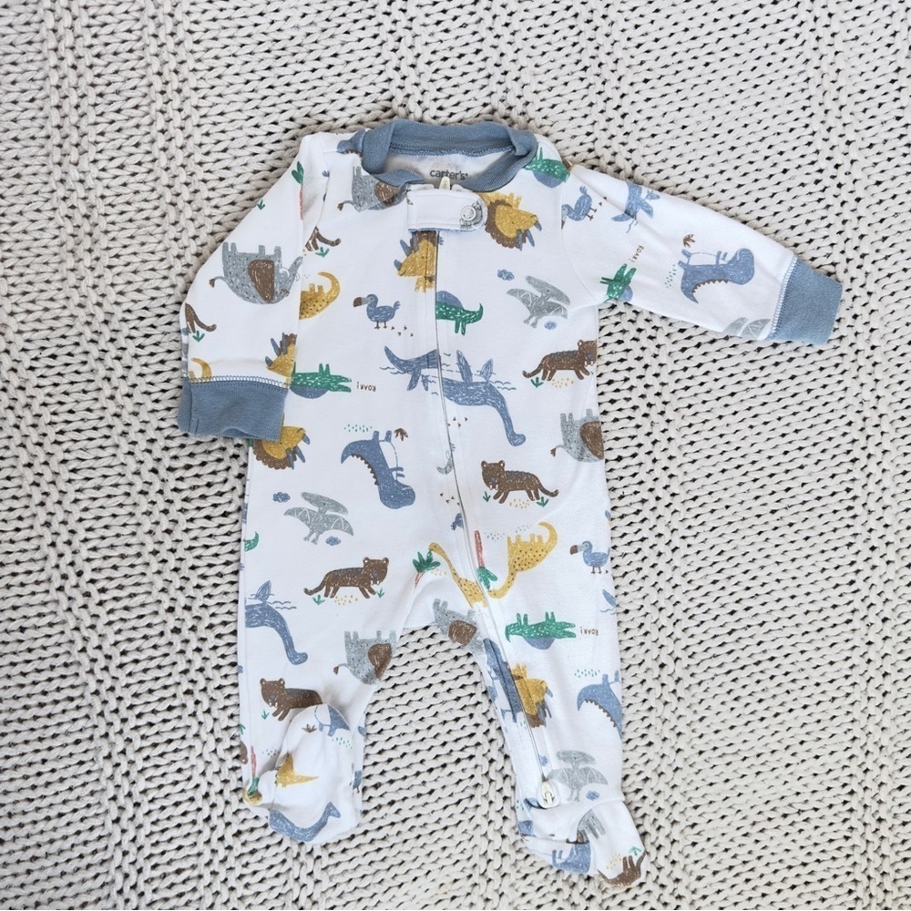 Carters Animal Print Cozy Footies One Piece with Soft Fabric 3 Months